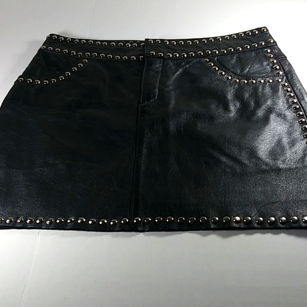 Steve Madden Studded Blk. Leather Skirt.